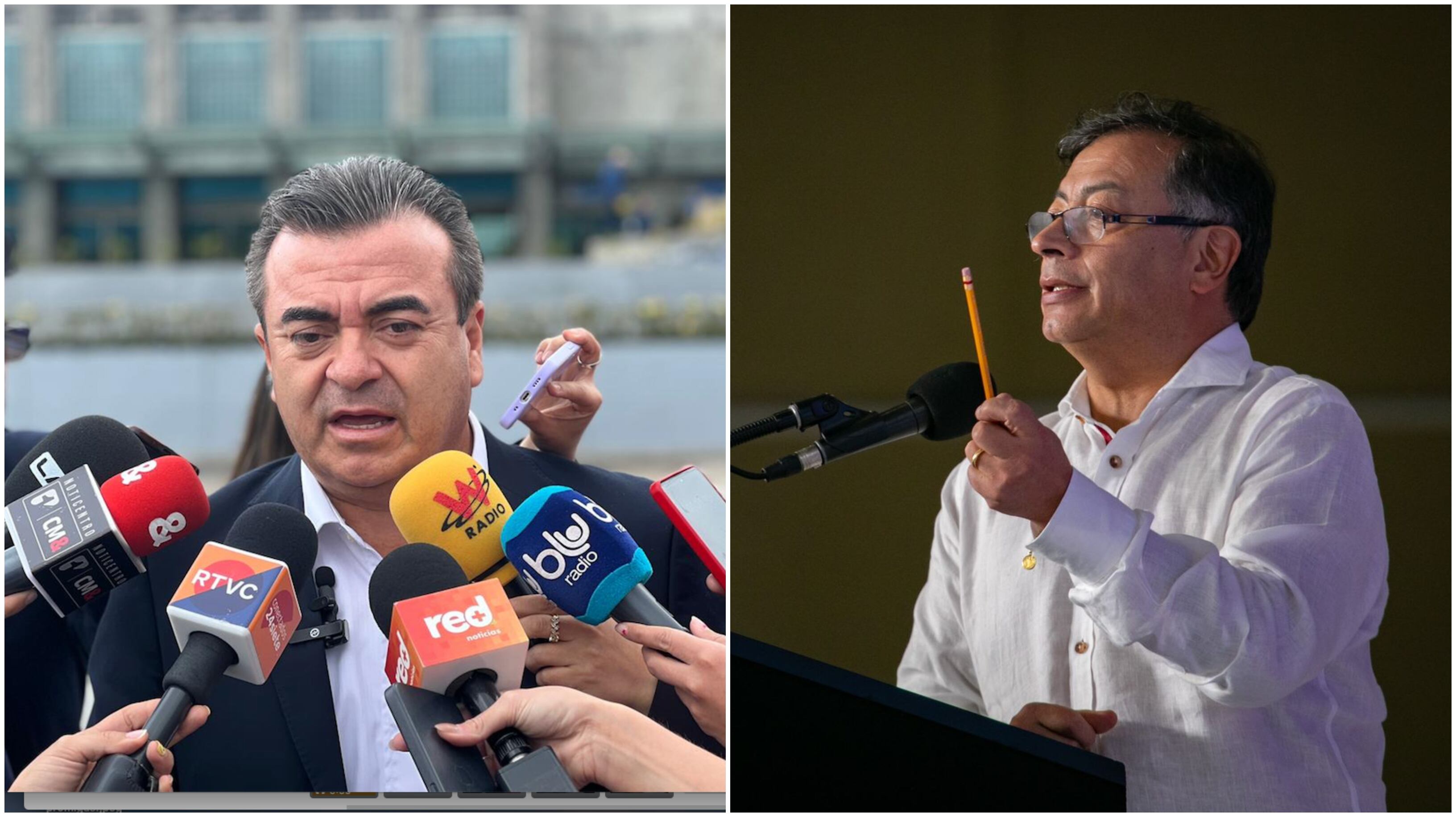 Presidente Gustavo Petro y el exdirector de la Unidad Nacional para la Gestión del Riesgo de Desastres, Olmedo López