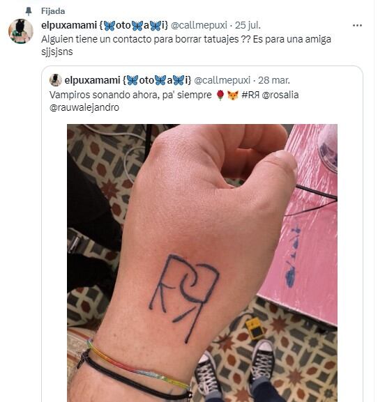 El fan que se tatuó en honor a Rosalía y Rauw ahora quiere quitarse la marca