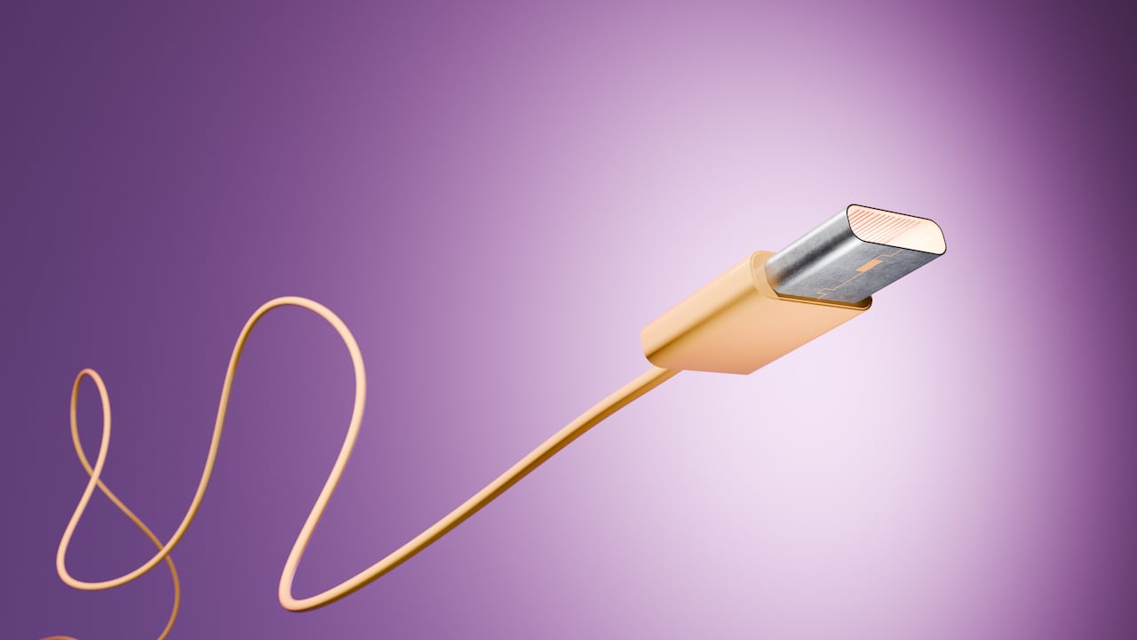 Un cable USB sirve para transferir datos de un dispositivo a otro.
