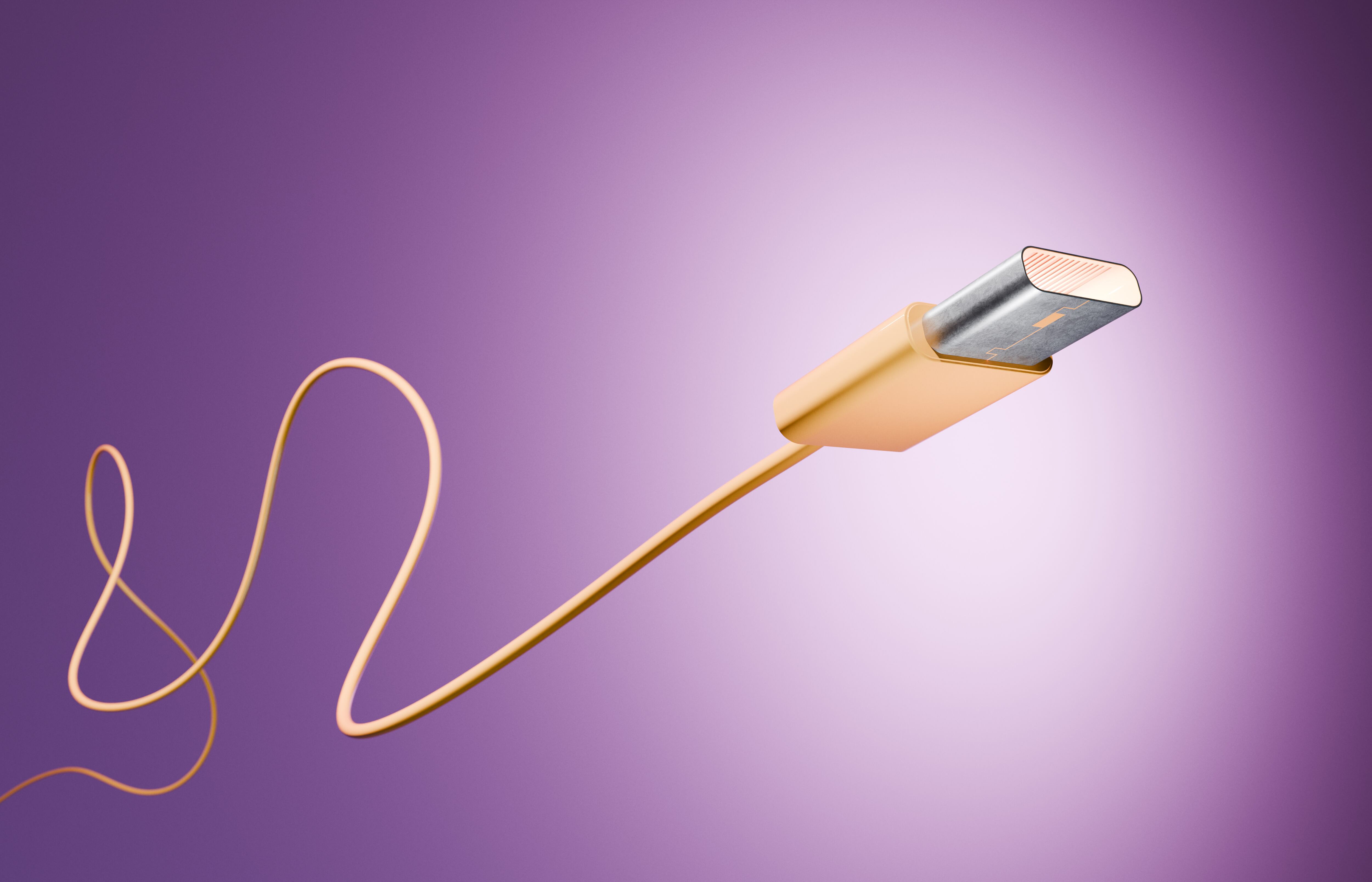 Un cable USB sirve para transferir datos de un dispositivo a otro.