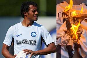 Juan Guillermo Cuadrado en su primer entrenamiento con el Inter.