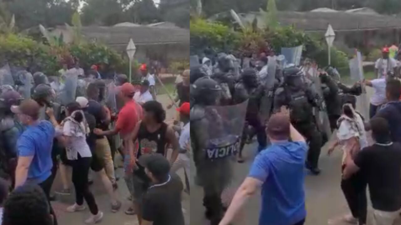Orden de desalojo termina en enfrentamientos entre la Policía Nacional e invasores en Necoclí, Antioquia.