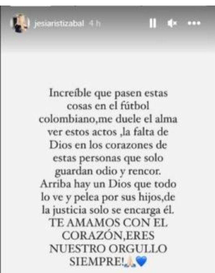 Esposa de Daniel Cataño se pronuncia tras la violenta agresión de un hincha a su esposo