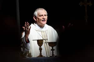 Celebration of Mass presided over by Cardinal Matteo Zuppi Metropolitan Archbishop of Bologna and President of the Italian Episcopal Conference during the 77th CEI General Assembly, vatican City, 25 May 2023/ (Photo by Massimo Valicchia/NurPhoto via Getty Images)