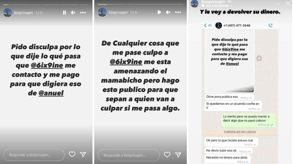 Las supuestas pruebas de Lizzy Cruz.