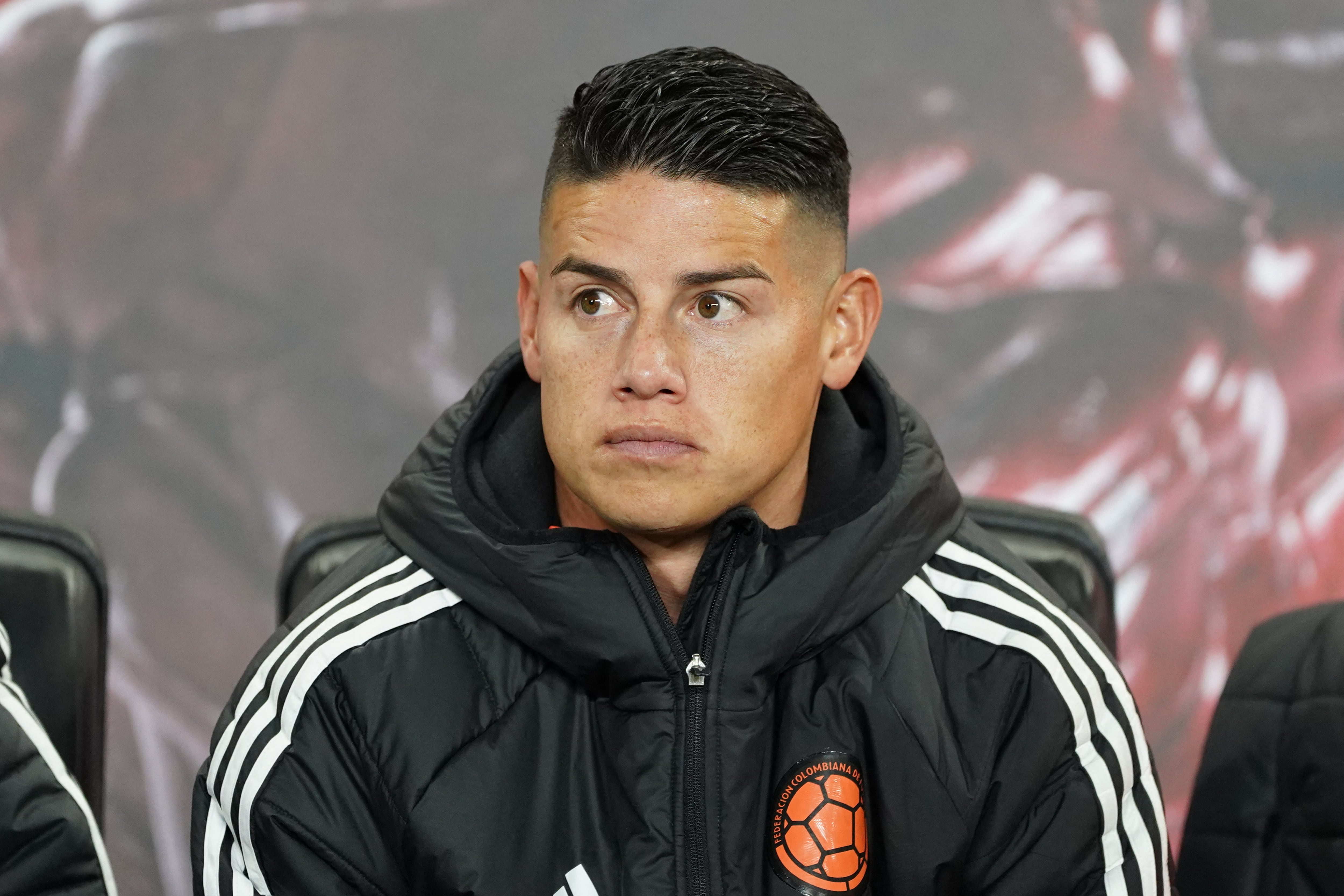James Rodriguez #10 of Colombia plays during the International Friendly match between Canada and Colombia at Sports Illustrated Stadium in Harrison, Nueva Jersey, on October 14, 2025. (Photo by Leonardo Ramirez/Eyepix Group/NurPhoto) (Photo by Eyepix / NurPhoto via AFP)