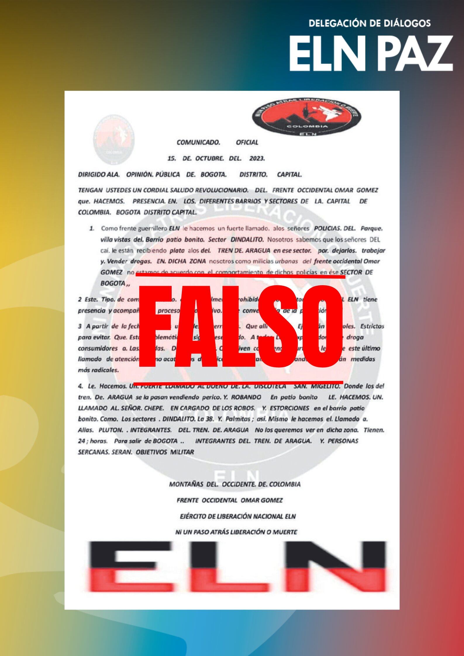 Panfletos intimidatorios en barrios de Kennedy generan temor: ELN asegura que no son suyos y niega relación con el Tren de Aragua