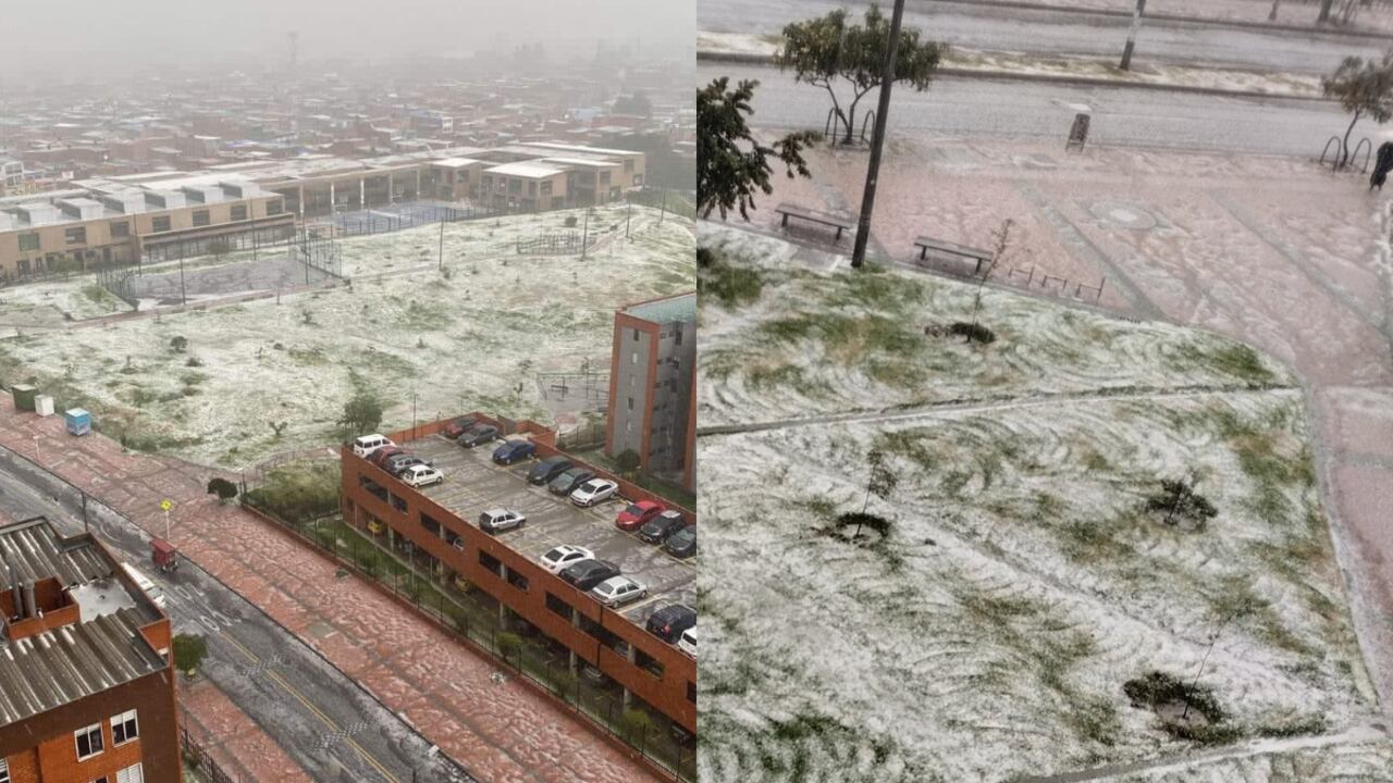 Fuertes granizadas se registraron en varios sectores de Bogotá. Fotos: Usuarios Twitter.