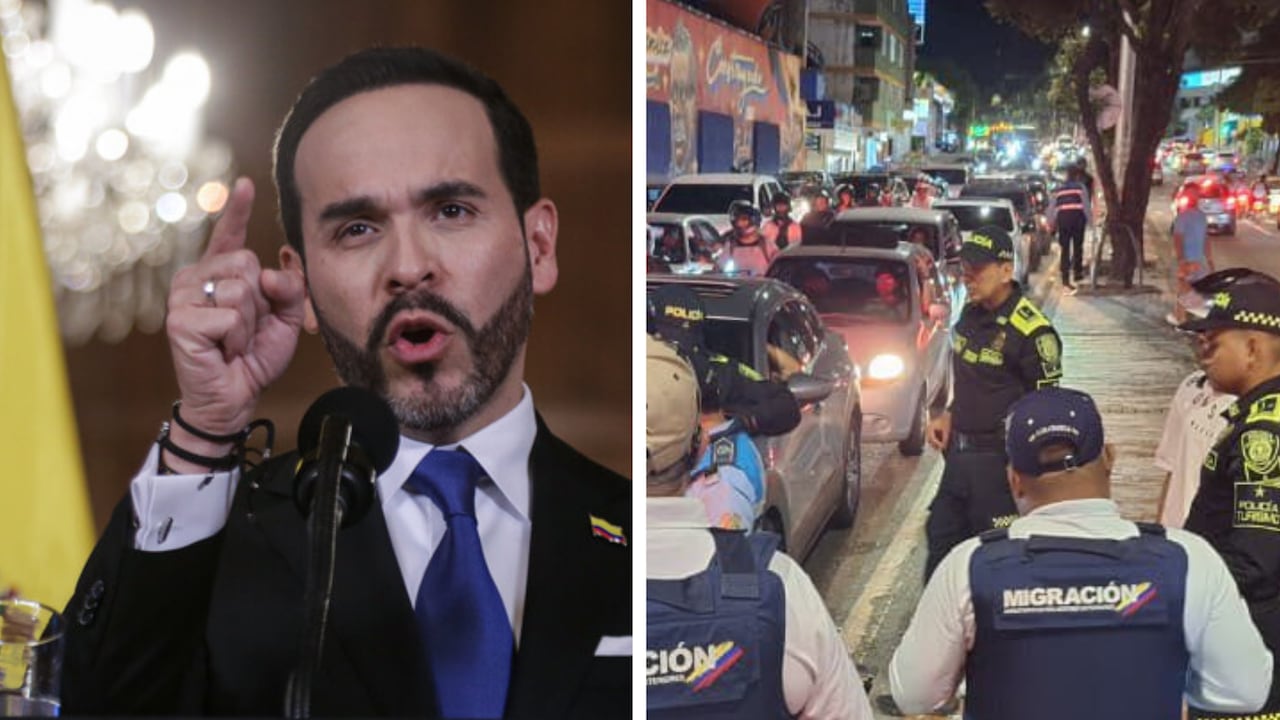 De izquierda a derecha: Presidente Abelardo De La Espriella y operativo de Migración Colombia / Montaje SEMANA