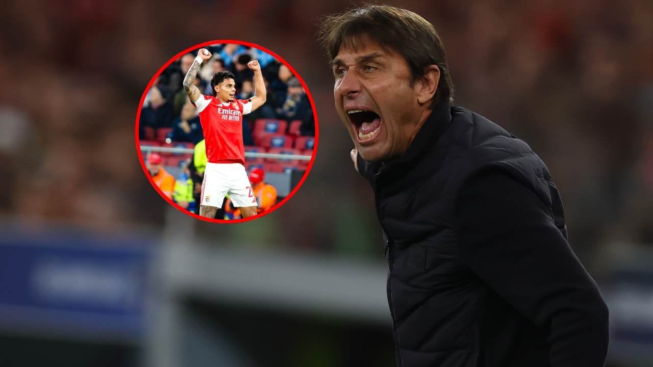 Antonio Conte, técnico del Napoli / Richard Ríos, volante del Benfica.