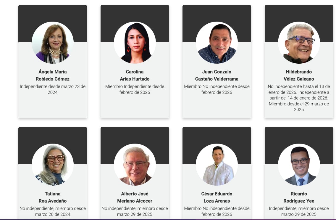 Integrantes de la junta de Ecopetrol, varios de los alineados con el Gobierno