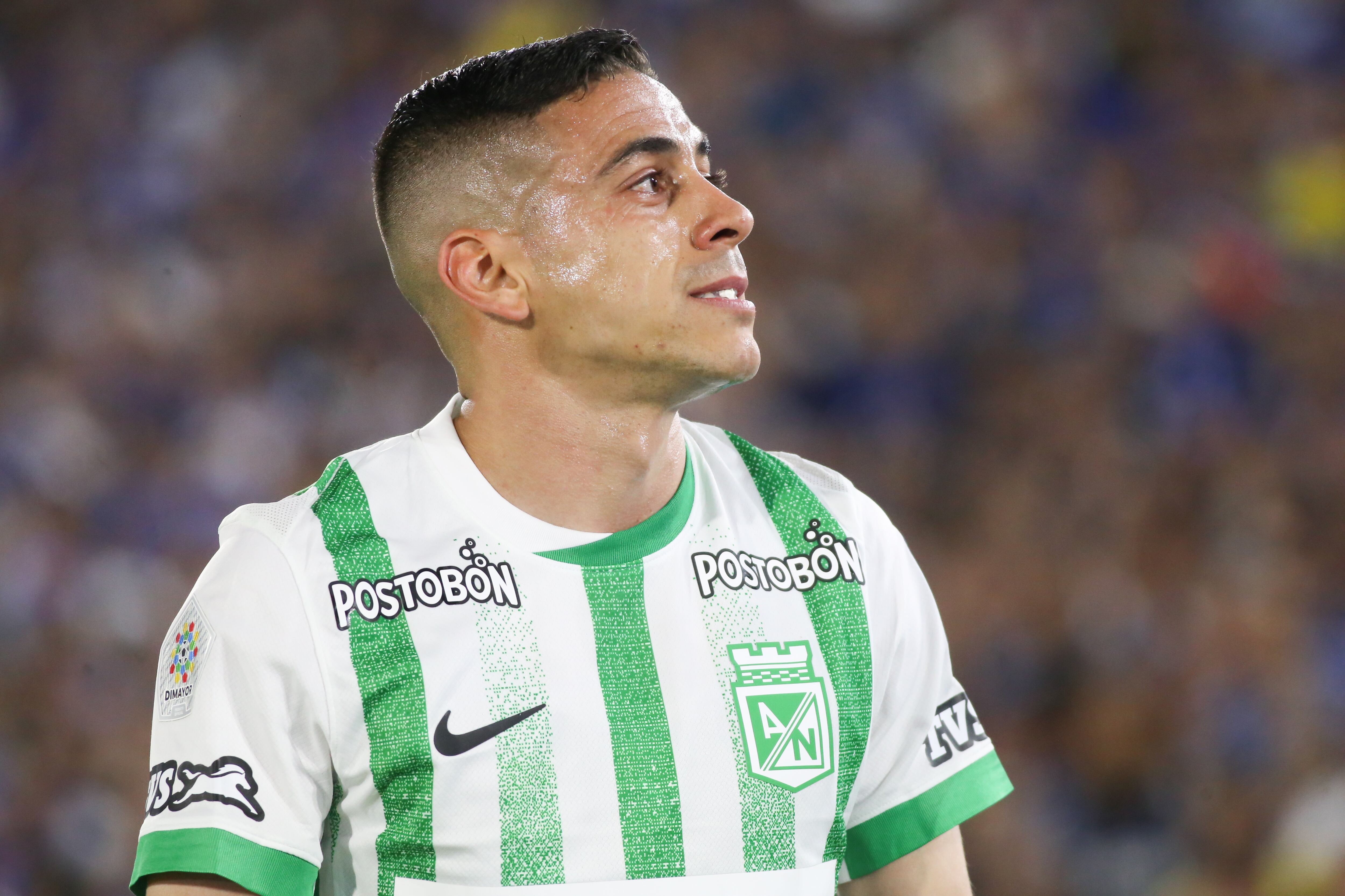 Camilo Candido of Atletico Nacional plays during the match between Millonarios F.C. and Atletico Nacional on Matchday 13 of the BetPlay DIMAYOR I 2025 League at the Nemesio Camacho El Campin Stadium in Bogota, Colombia. (Photo by Daniel Garzon Herazo/NurPhoto via Getty Images)