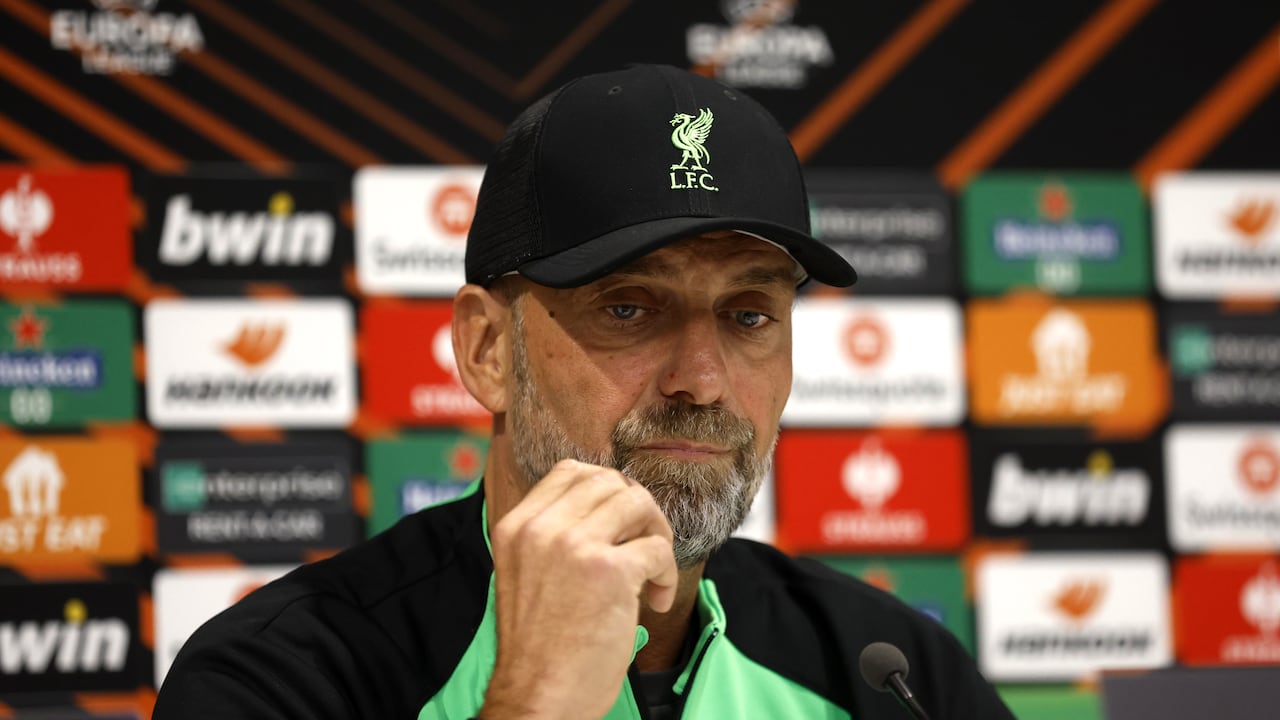Liverpool manager Jurgen Klopp during a press conference at Anfield, Liverpool. Picture date: Wednesday October 4, 2023. (Photo by Nigel French/PA Images via Getty Images)