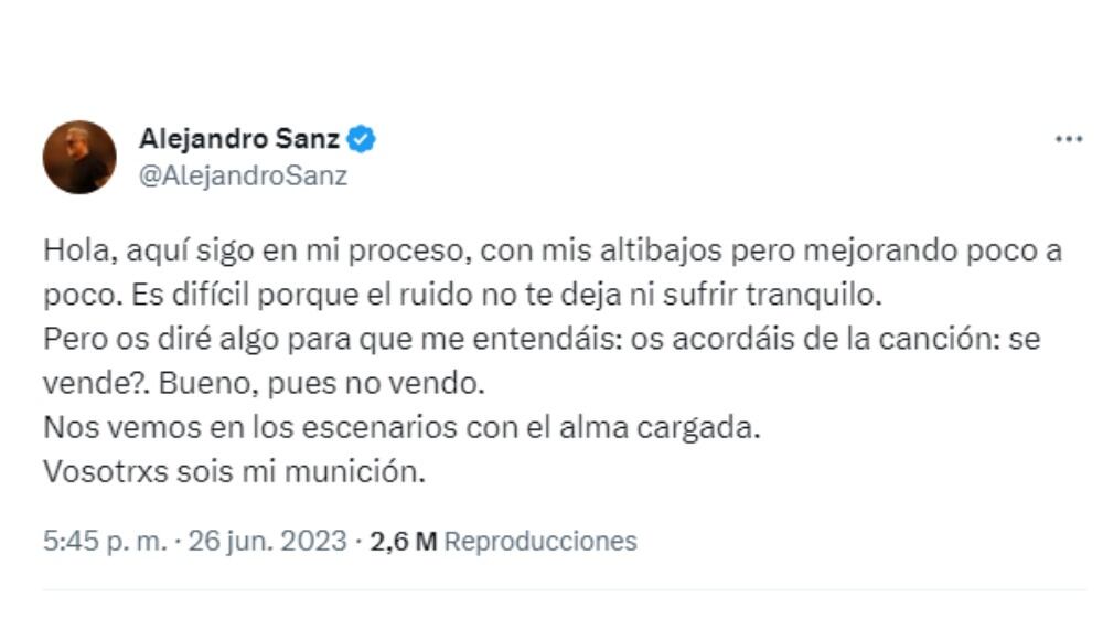 El cantante expresó cómo va su recuperación.