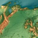 Representación 3D de un mapa topográfico de Colombia.
Todos los datos de origen son de dominio público.
Textura de color: Elaborado con Natural Earth.
http://www.naturalearthdata.com/downloads/10m-raster-data/10m-cross-blend-hypso/
Textura de relieve: datos SRTM cortesía de NASA JPL (2020). URL de la imagen de origen:
https://e4ftl01.cr.usgs.gov//DP133/SRTM/SRTMGL3.003/2000.02.11
Textura del agua: Cuerpo de agua SRTM SWDB:
https://dds.cr.usgs.gov/srtm/version2_1/SWBD/
Límites Nivel 0: Unidad de Información Humanitaria HIU, Departamento de Estado de EE. UU. (base de datos: LSIB)
http://geonode.state.gov/layers/geonode%3ALSIB7a_Gen