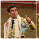 El español Rubén Pinar y el colombiano Juan Sebastián Hernández, triunfadores de la primera corrida de la feria de Manizales. 4 de enero de 2022.