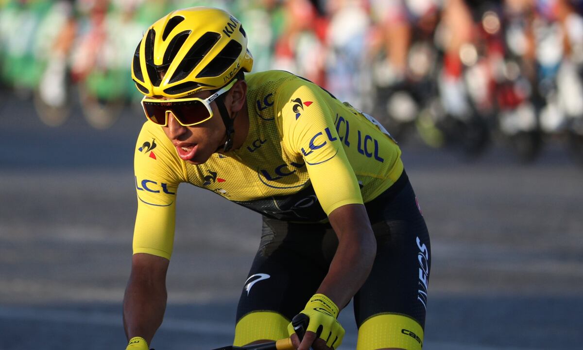 PARIS, FRANCE - JULY 28: Egan Bernal of Colombia and Team INEOS Yellow Leader Jersey / during the 106th Tour de France 2019, Stage 21 a 128km stage from Rambouillet to Paris Champs-Élysées / TDF / #TDF2019 / @LeTour / on July 28, 2019 in Paris, France. (Photo by Getty Images/Chris Graythen)