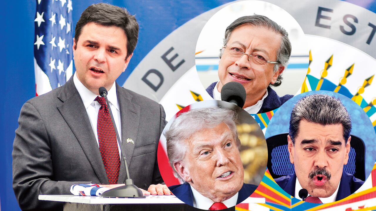 Ricardo Zúñiga explica la descertificación a Colombia y habla de las implicaciones para el presidente Gustavo Petro. En la imagen también aparecen el presidente Donald Trump y Nicolás Maduro.