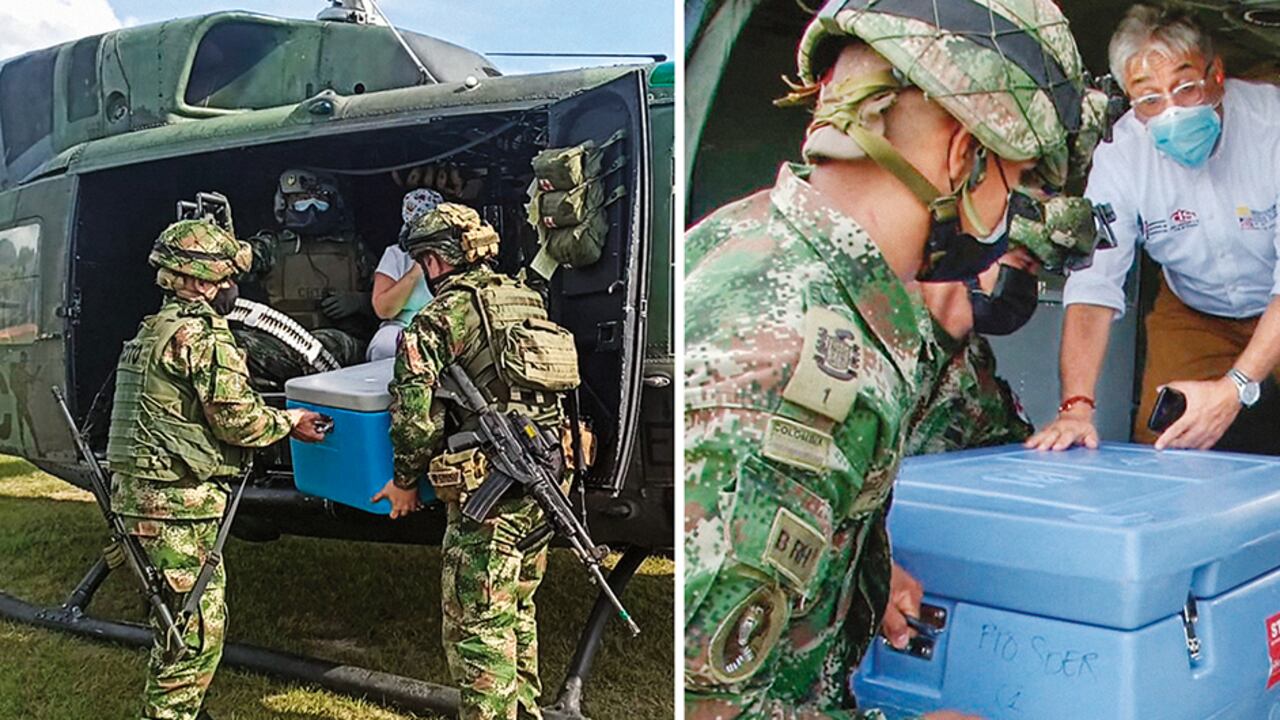 La fuerza pública ha sido clave para llevar las vacunas a resguardos indígenas y pueblos alejados.
