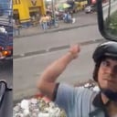 El hombre se bajó de la moto para romper el vidrio del bus
