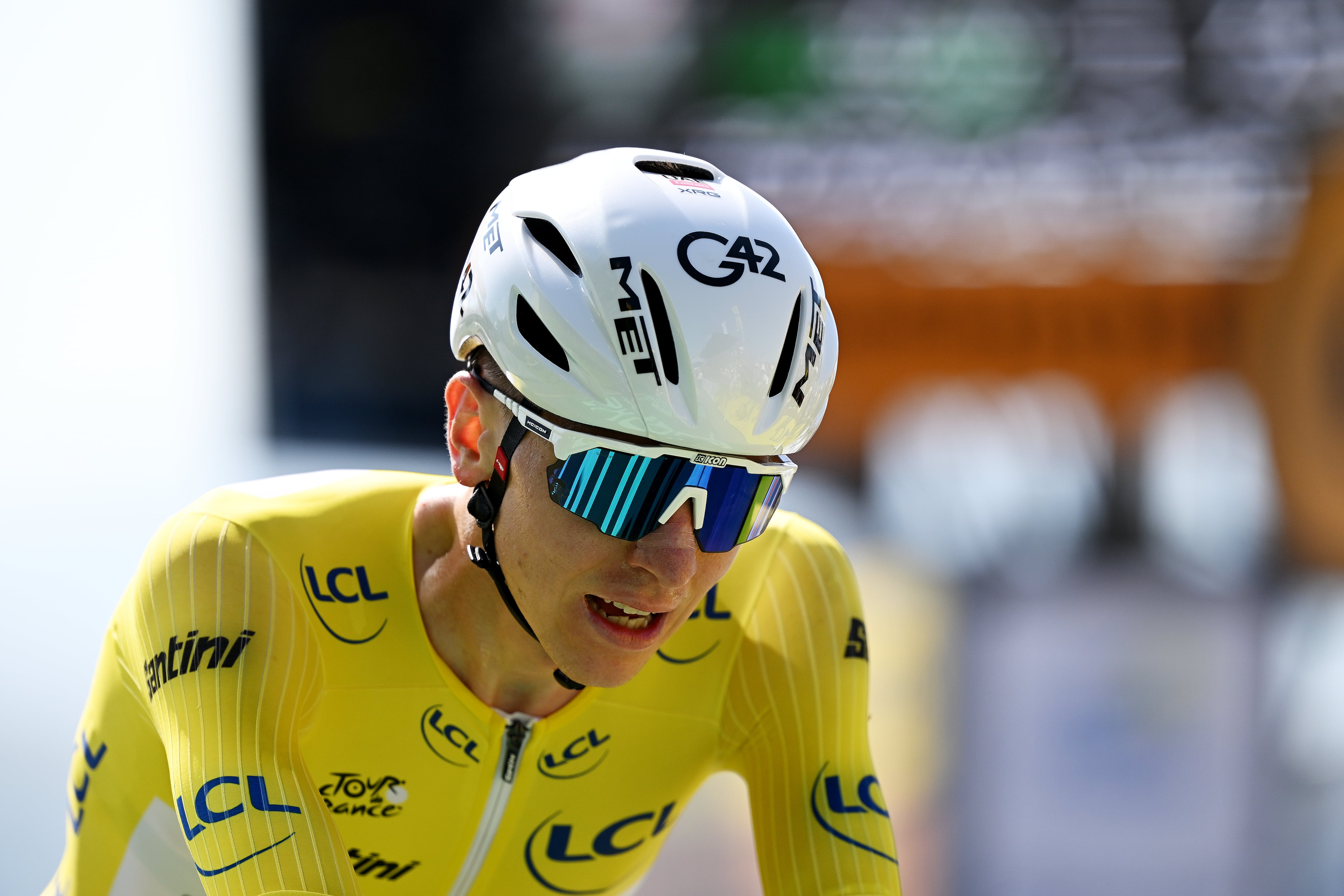 PEYRAGUDES, FRANCE - JULY 18: Stage winner Tadej Pogacar of Slovenia and UAE Team Emirates - XRG - Yellow Leader Jersey crosses the finish line during the 112th Tour de France 2025, Stage 13 a 10.9km individual time trial stage from Loudenvielle to Peyragudes 1561m / #UCIWT / on July 18, 2025 in Peyragudes, France. (Photo by Tim de Waele/Getty Images)
