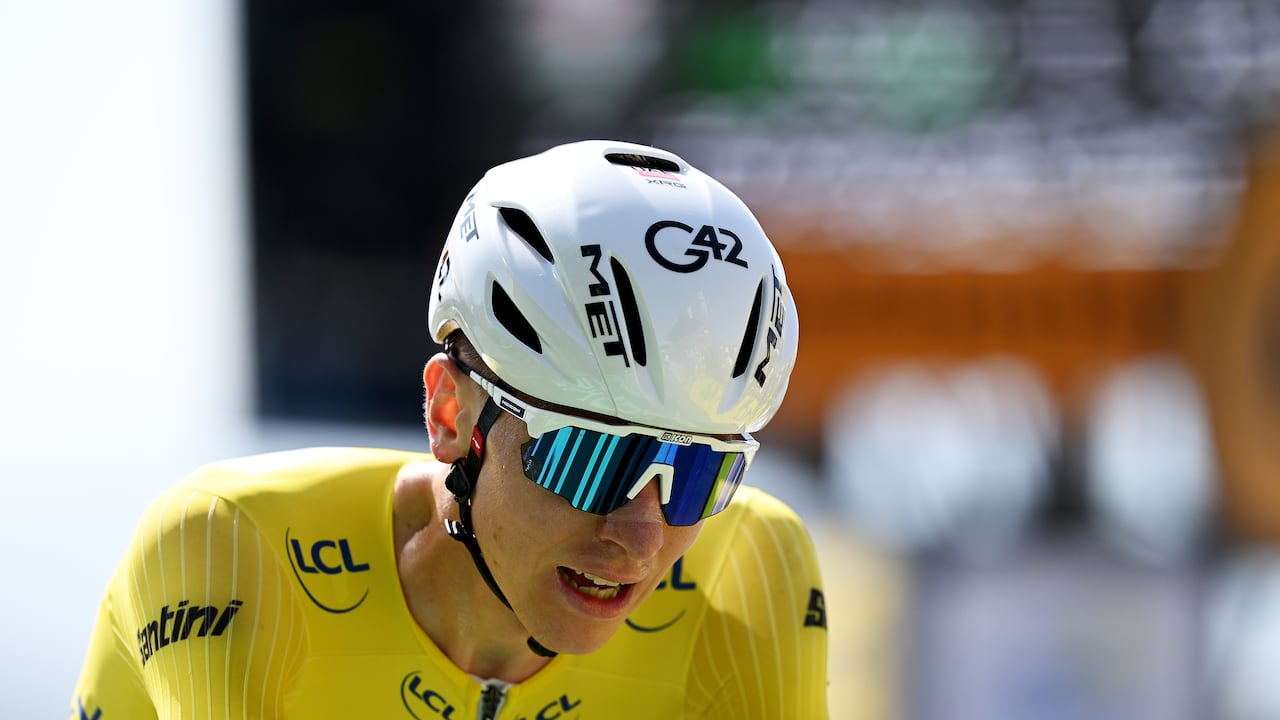 PEYRAGUDES, FRANCE - JULY 18: Stage winner Tadej Pogacar of Slovenia and UAE Team Emirates - XRG - Yellow Leader Jersey crosses the finish line during the 112th Tour de France 2025, Stage 13 a 10.9km individual time trial stage from Loudenvielle to Peyragudes 1561m / #UCIWT / on July 18, 2025 in Peyragudes, France. (Photo by Tim de Waele/Getty Images)