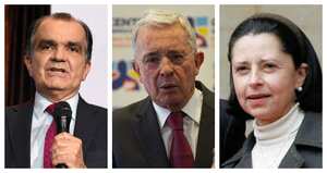 Óscar Iván Zuluaga, Álvaro Uribe y Lina Moreno de Uribe