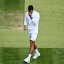 Novak Djokovic tras perder la final de Wimbledon 2023.