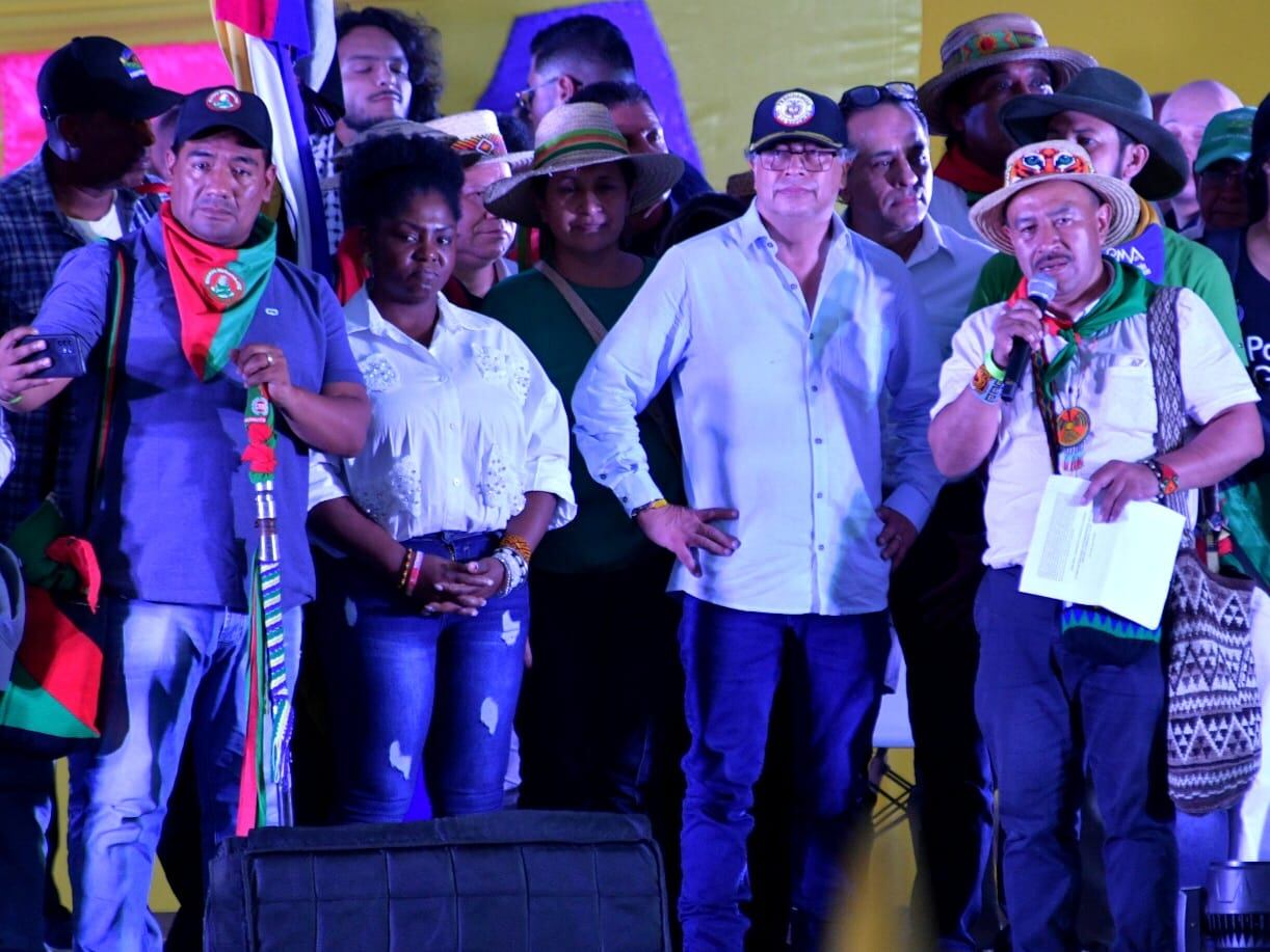 Cali: Presidente Gustavo Petro interviene en la minga indígena en Cali. foto Raúl Palacios, marzo 15-24