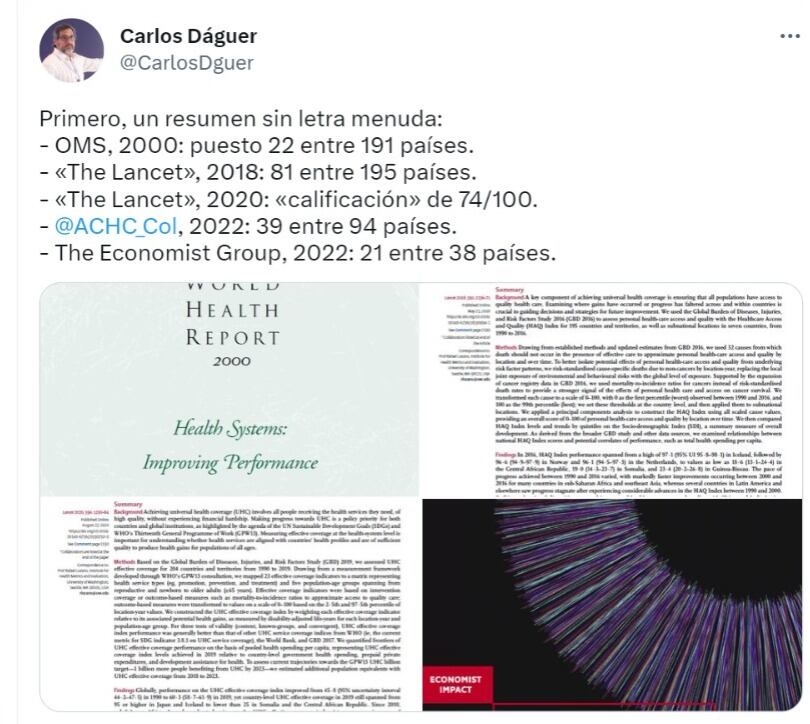 Estudios sobre el sistema de salud colombiano.