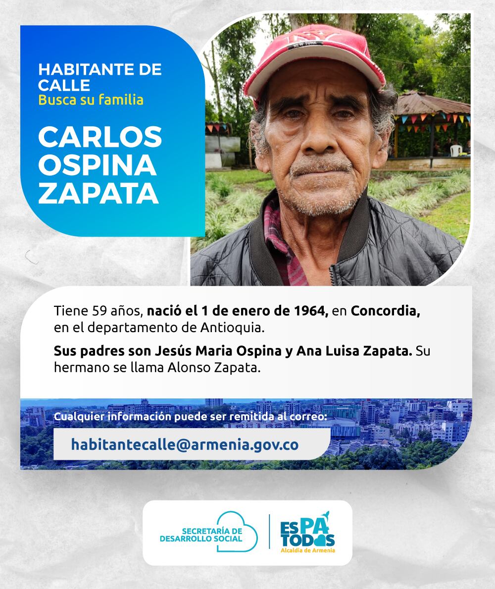 Se encuentra en condición de calle en la ciudad de Armenia