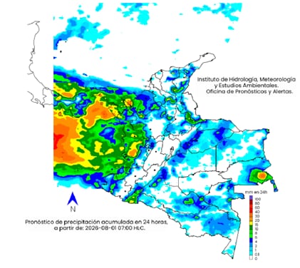 Mapa climatológico del sábado 1 de agosto.