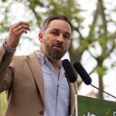 The president of Far-right VOX party Santiago Abascal, speaks at the Parque del Templo de Debod, on April 14, 2021, in Madrid, Spain during a rally for the pre-campaign for the regional elections in the Community of Madrid for next May 4 2021. (Photo by Oscar Gonzalez/NurPhoto) (Photo by Oscar Gonzalez / NurPhoto / NurPhoto via AFP)