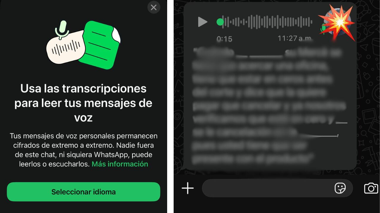 Transcribir audios en WhatsApp es sencillo: basta con seleccionar el mensaje y seguir el proceso indicado.