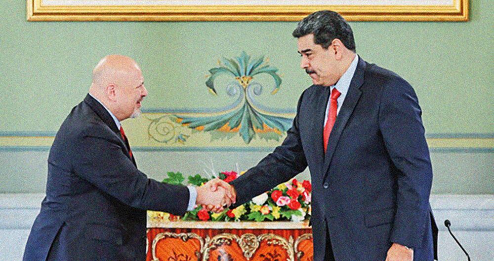 Nicolás Maduro recibió al fiscal Karim Khan en el Palacio de Miraflores. La decisión de abrir la investigación le cayó como un balde de agua fría.