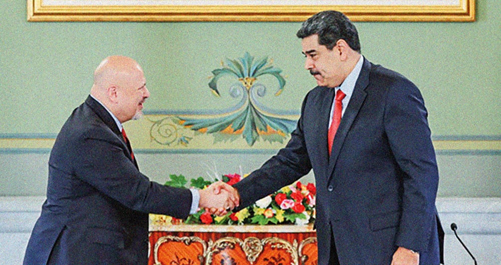 Nicolás Maduro recibió al fiscal Karim Khan en el Palacio de Miraflores. La decisión de abrir la investigación le cayó como un balde de agua fría.