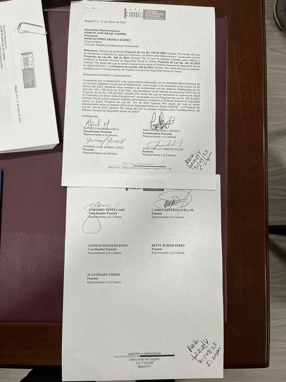 Documento radicación de la ponencia de la reforma a la salud