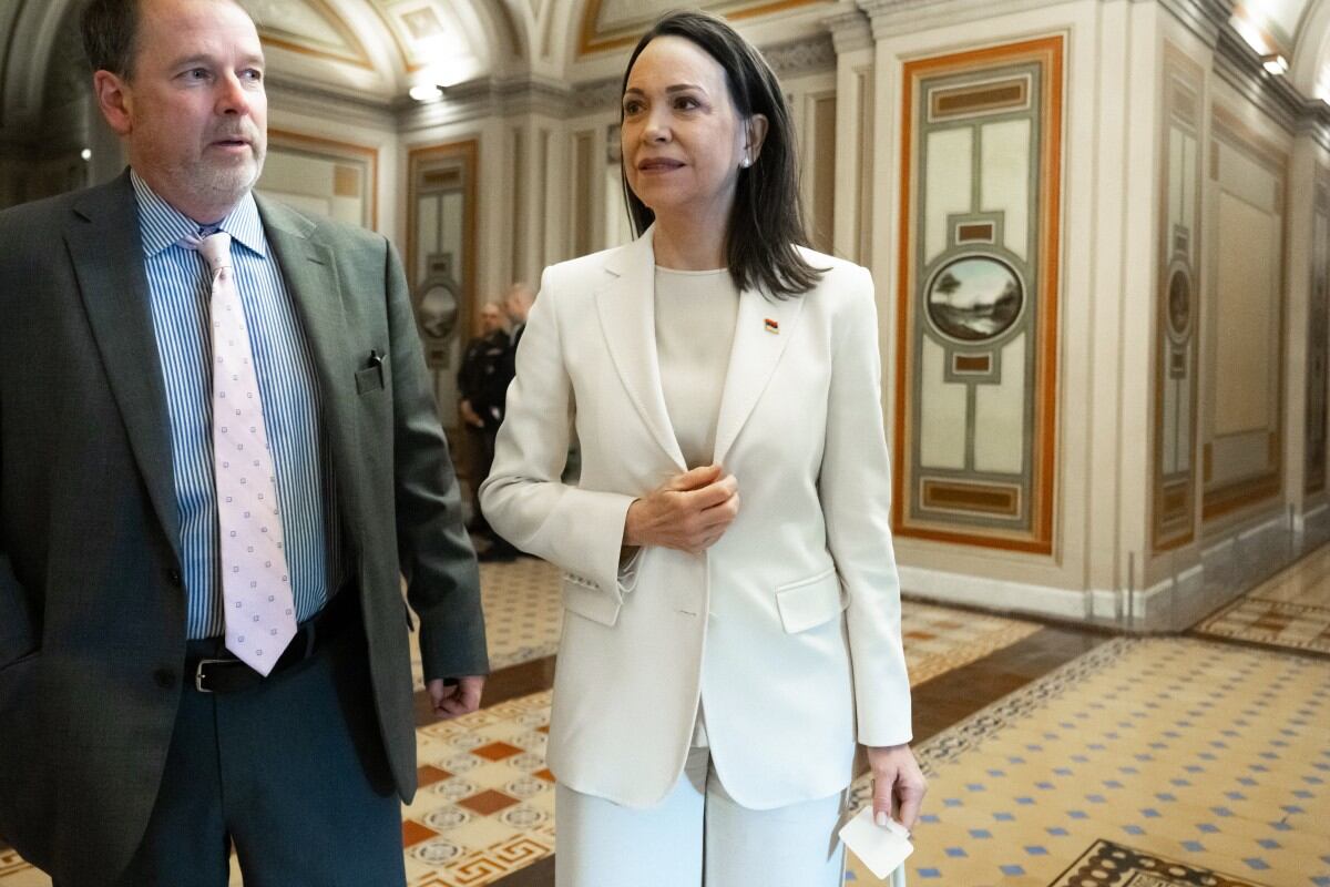 María Corina Machado entrando al Capitolio de los Estados Unidos.