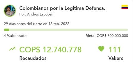 Hasta ahora Escobar sólo ha recaudado $12,7 millones del total que se planteó en un comienzo, faltando 29 días para que se cumpla el plazo.
