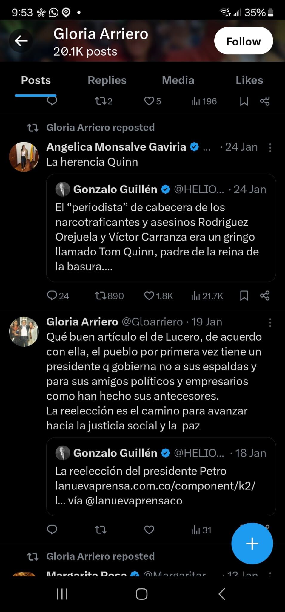 Gloria Arriero ataca a periodistas.