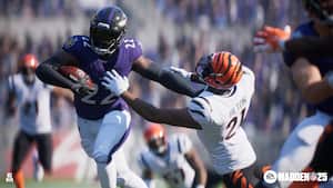 MADDEN 25 le permite recrear duelos llenos de talentos como los que se libran entre los Ravens de Baltimore y los Bengals de Cincinnatti.