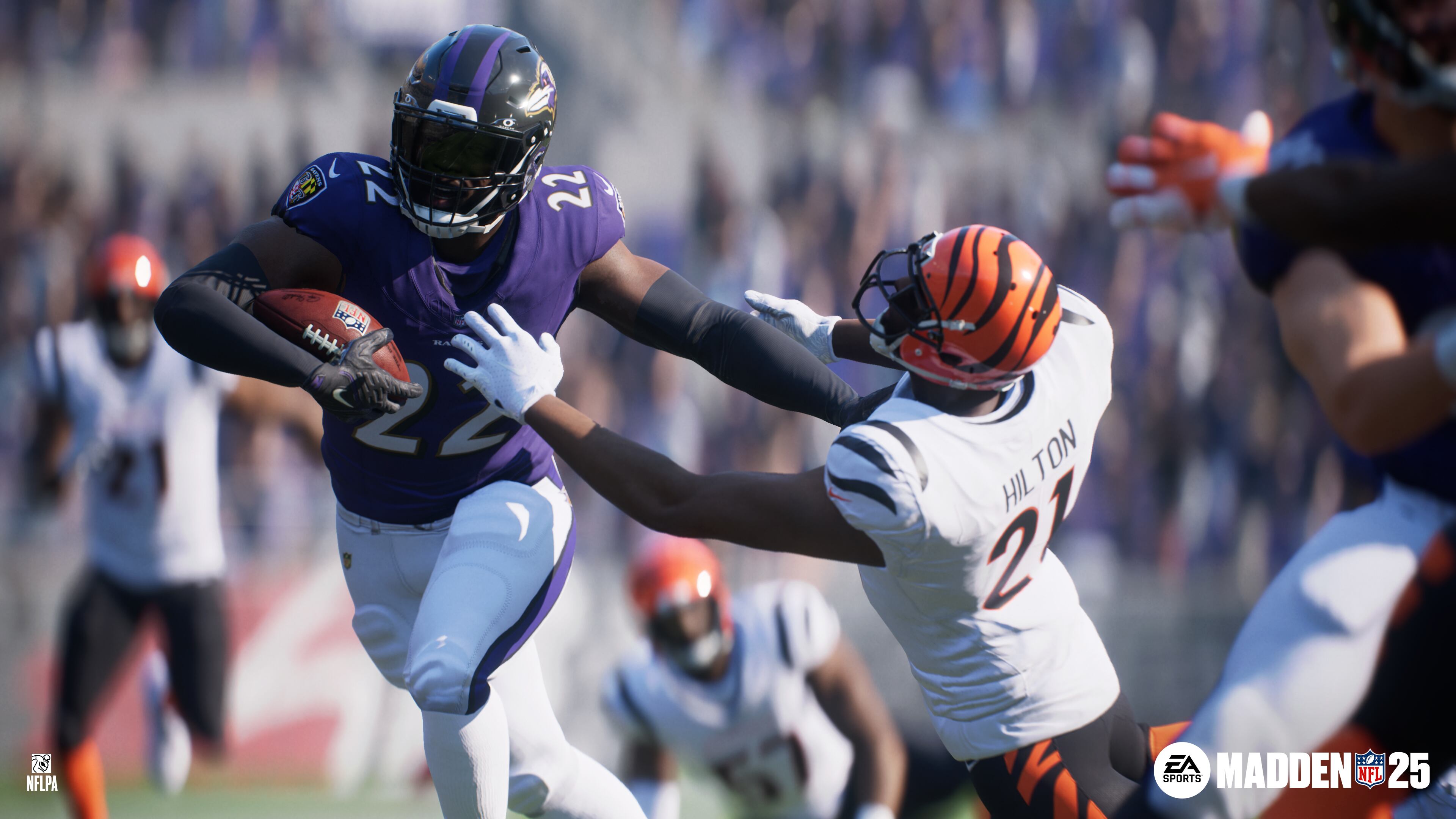 MADDEN 25 le permite recrear duelos llenos de talentos como los que se libran entre los Ravens de Baltimore y los Bengals de Cincinnatti.