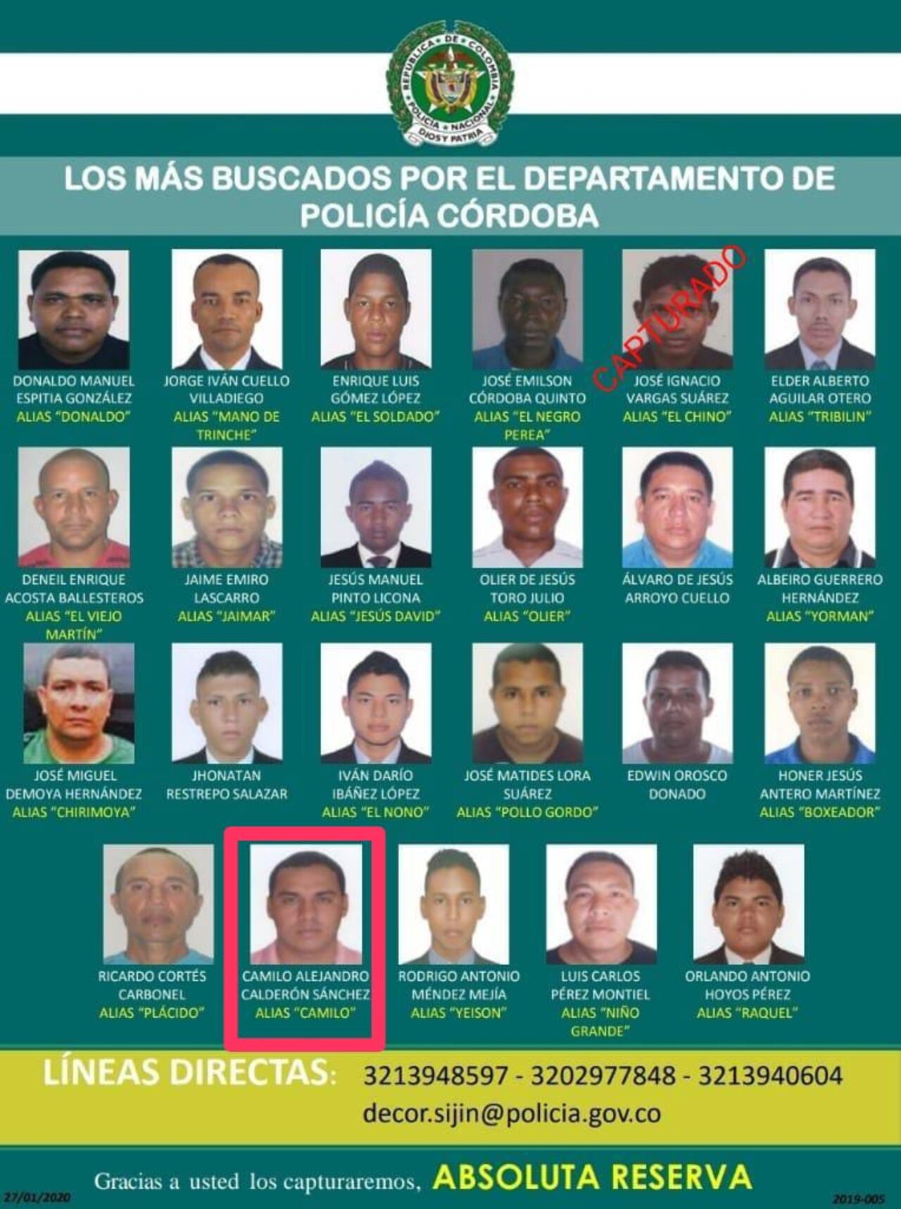 El presunto cabecilla aparecía en el cartel de los más buscados de Córdoba