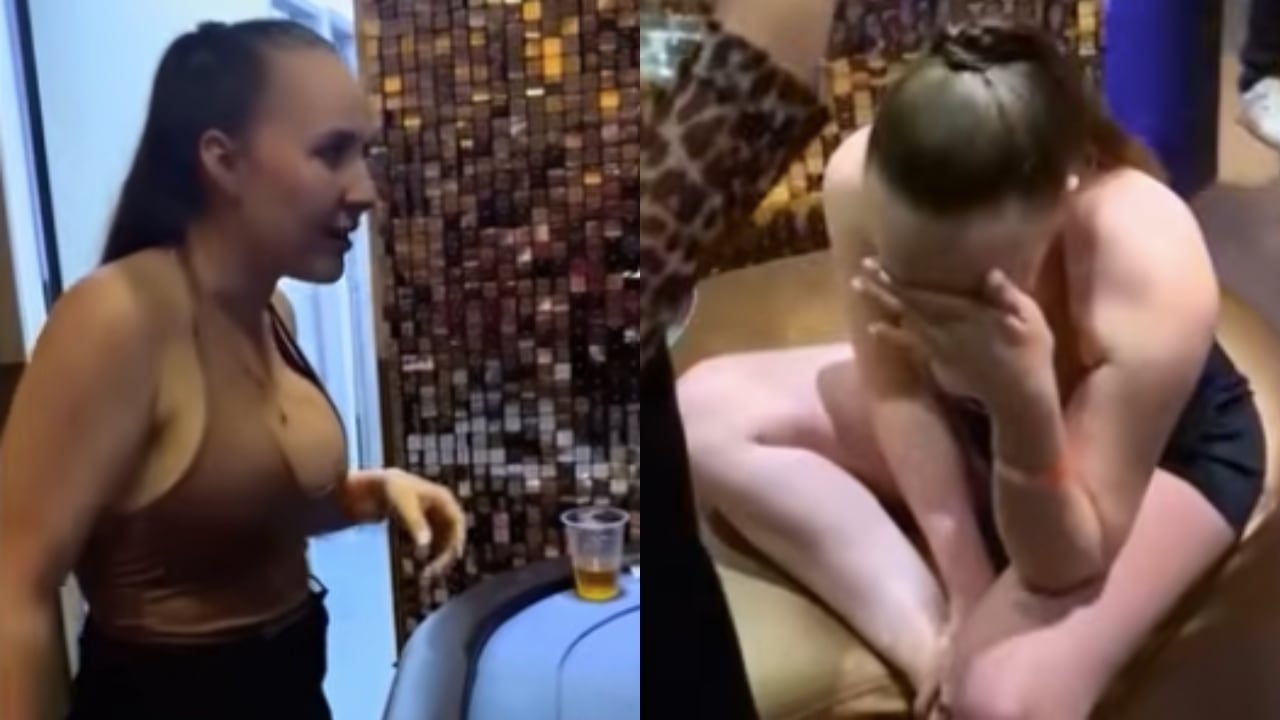 María José Ardila en medio del reto de licor.