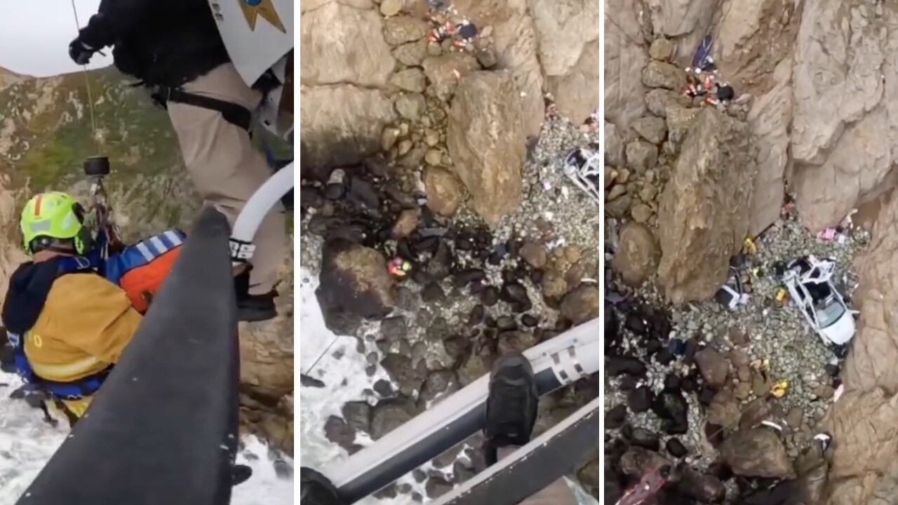 Así fue el rescate de los ocupantes de un carro Tesla en California