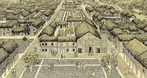 Reconstrucción hipotética de Santa María entre 1510 y 1524. Ilustración de Daniela Orrego.