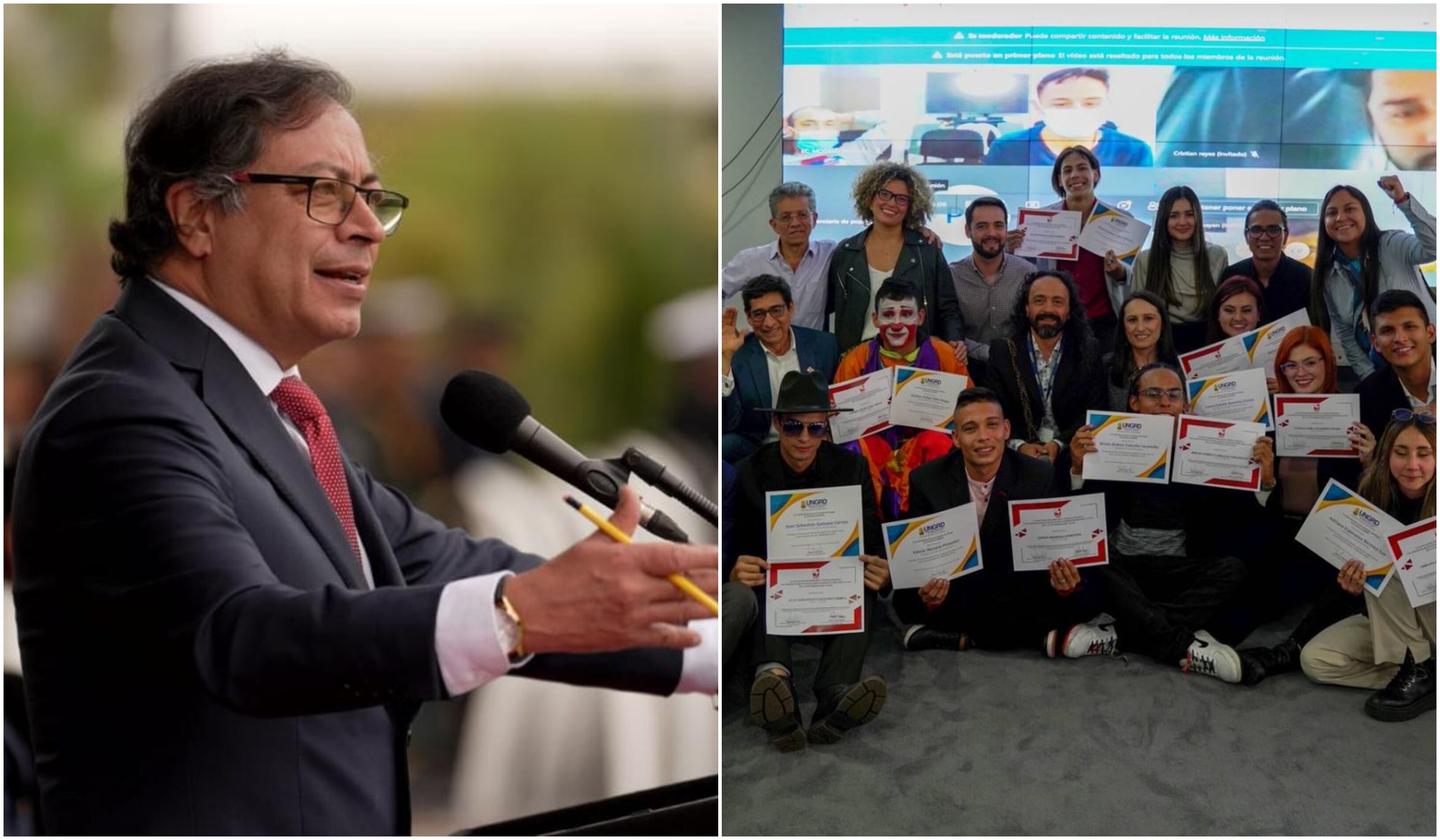 Presidente Gustavo Petro y jóvenes de la primera línea
