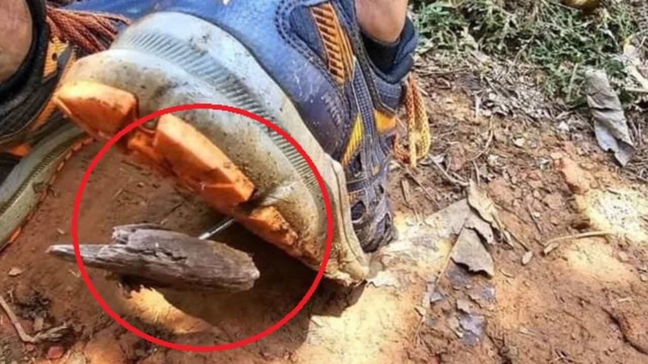 Un caminante pisó una de las puntillas y resultó herido.