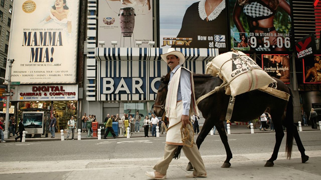 Las tiendas Juan Valdez llegaron a Estados Unidos en 2005. El arriero con su mula Conchita se paseó por Times Square, en Nueva York.