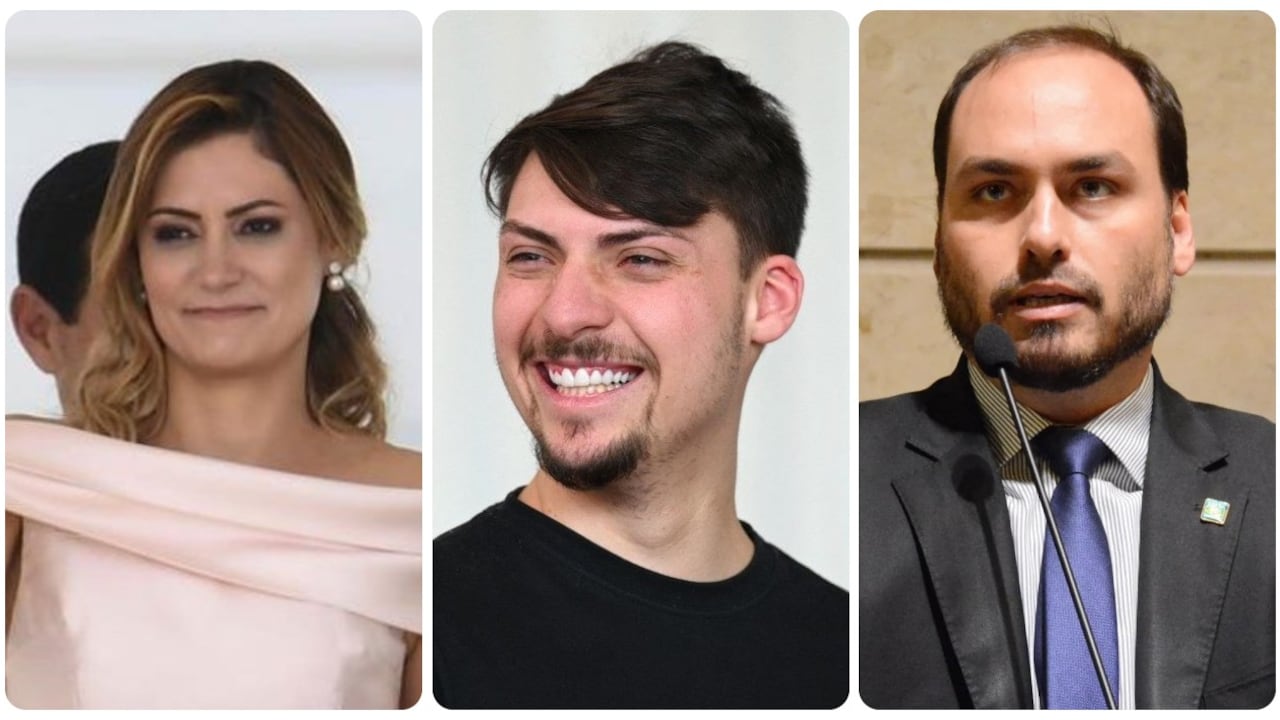 Michelle, Renan y Carlos Bolsonaro.